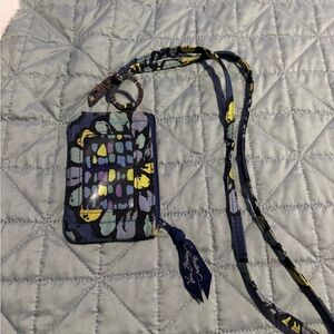 Vera Bradley Blue and Yellow Lanyard ID Holder